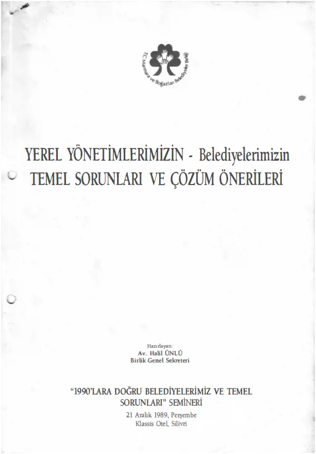 Yerel Yönetimlerimizin - Belediyelerimizin Temel Sorunları ve Çözüm Önerileri
                                    Resmi